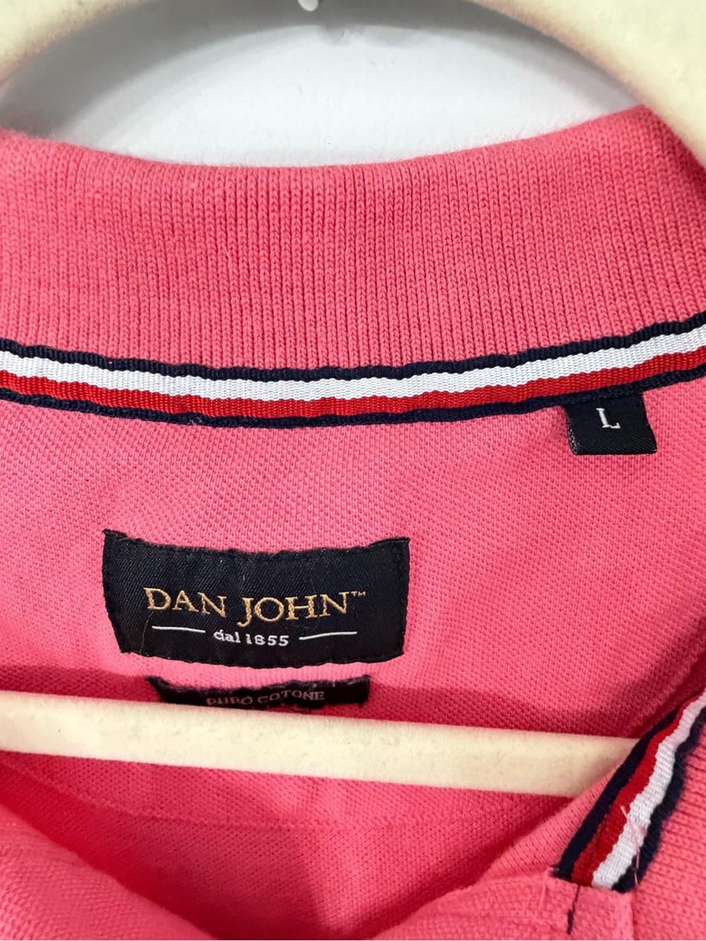 Dan John Large Cotton Pink Polo Shirt Short Sleeve Preppy Gold Business Casual - Picture 2 of 6